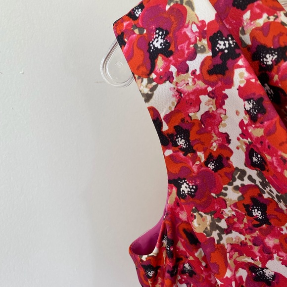 Ann Taylor Sleeveless Dress 2P Red/Black Floral - Picture 6 of 14